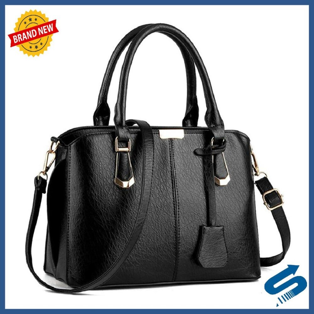 Large Top Handle Satchel Bag with Removable Strap, Multiple Compartments